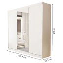 Ver imagem 3 de Guarda-roupa Casal 3 Portas de Correr 4 Gavetas e 3 Espelhos Barcelona - Branco