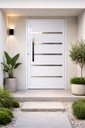 Ver imagem 1 de Porta Pivotante de Aluminio Branco Frisada 2,10 (a) X 1,20 (l) Linha 30 Completa