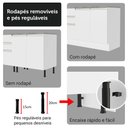 Ver imagem 4 de Kit Balcão + Cristaleira 70cm Branco Glamy Madesa 01