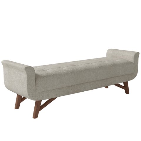 Puff Recamier Decorativo com Pés em Madeira 140 Cm Itália Bouclê Creme - Lyam Decor