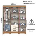 Ver imagem 4 de Guarda Roupa Casal 6 Portas 3 Gavetas 163 Cm B23 Nature Off White Briz