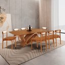 Ver imagem 1 de Sala de Jantar Mesa Vênus 240cm Tampo Laminado Canto Barril e 8 Cad Noronha Premium
