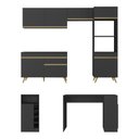 Ver imagem 5 de Armário de Cozinha com Bancada-mesa Gourmet Veneza Multimóveis Mp2174 Preto-dourado Preto-dourado
