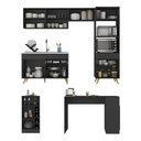 Ver imagem 4 de Armário de Cozinha com Bancada-mesa Gourmet Veneza Multimóveis Mp2174 Preto-dourado Preto-dourado