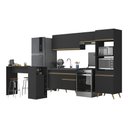 Ver imagem 1 de Armário de Cozinha com Bancada-mesa Gourmet Veneza Multimóveis Mp2174 Preto-dourado Preto-dourado