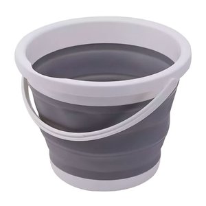 Balde Dobrável Retrátil 10l de Silicone Premium Reforçado:cinza/u