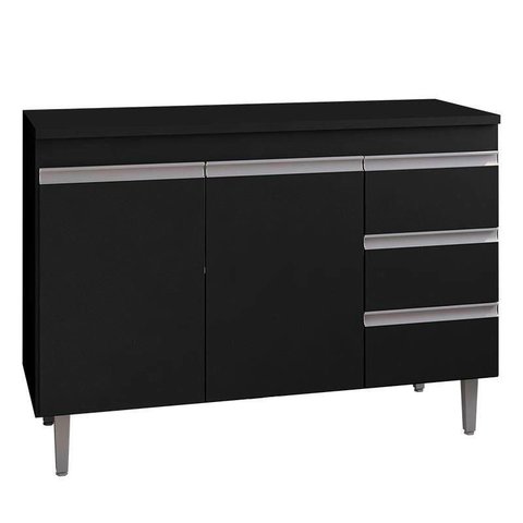 Balcão de Cozinha Andréia com Tampo 100 Cm Preto Fosco - Ajl