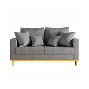 Sofá Beny 2 Lugares 140cm Base de Madeira Linho: Cinza
