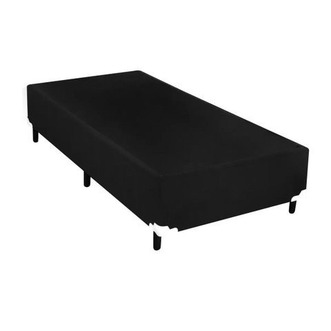 Box Base Blindado Suede- Solteirão 98x198x38 - Novo:preto