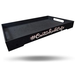 Bandeja Cantinho Do Café Mdf Decoração Presente Preto Fosco - 1