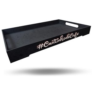 Bandeja Cantinho Do Café Mdf Decoração Presente Preto Fosco