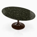 Ver imagem 2 de Mesa de Jantar Saarinen Oval 198x122 cm Tampo Mármore Verde Guatemala Base Laca Marrom Cacau