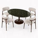 Ver imagem 3 de Mesa de Jantar Saarinen Oval 198x122 cm Tampo Mármore Verde Guatemala Base Laca Marrom Cacau