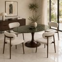 Ver imagem 4 de Mesa de Jantar Saarinen Oval 198x122 cm Tampo Mármore Verde Guatemala Base Laca Marrom Cacau