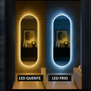 Ver imagem 4 de Espelho Grande Corpo Inteiro Lapidado Oval Decorativo 150x40cm Luxo com Led Quente/fria 6500k