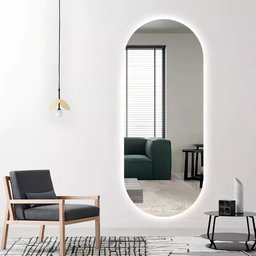 Espelho Grande Corpo Inteiro Lapidado Oval Decorativo 150x40cm Luxo com Led Fria 6500k - 1