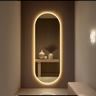 Espelho Grande Corpo Inteiro Lapidado Oval Decorativo 150x40cm Luxo com Led Quente/fria 6500k - 1
