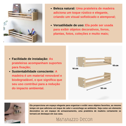 KIT 2 PRATELEIRAS MADEIRA PINUS PARA DECORAÇÃO E ORGANIZAÇÃO - SELENA - 5