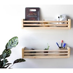 KIT 2 PRATELEIRAS MADEIRA PINUS PARA DECORAÇÃO E ORGANIZAÇÃO - SELENA - 4