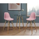 Ver imagem 1 de Mesa Bistrô Eames Eiffel Vidro Com 2 Banquetas Rosas De Madeira - Cor: Rosa