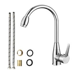 Torneira Monocomando de Cozinha Bancada Gourmet Cromada Abs Giratória 360º + Kit Instalação - 5