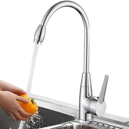 Torneira Monocomando de Cozinha Bancada Gourmet Cromada Abs Giratória 360º + Kit Instalação - 1