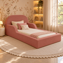 Ver imagem 3 de Cama Montessoriana Infantil Solteiro Estofada com Colchão e Proteção Lateral - Rosa