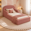 Ver imagem 2 de Cama Montessoriana Infantil Solteiro Estofada com Colchão e Proteção Lateral - Rosa