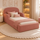 Ver imagem 4 de Cama Montessoriana Infantil Solteiro Estofada com Colchão e Proteção Lateral - Rosa