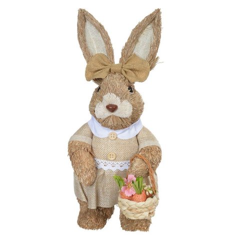 Coelho de Páscoa de Palha Fêmea Bege 33x14x14cm