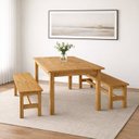 Ver imagem 1 de Conjunto Sala de Jantar Mesa 160cm e 2 Bancos Madeira Maciça Ventimiglia Yescasa Marrom/Nogueira
