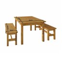 Ver imagem 5 de Conjunto Sala de Jantar Mesa 160cm e 2 Bancos Madeira Maciça Ventimiglia Yescasa Marrom/Nogueira