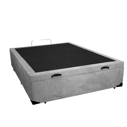 Cama Box Baú Viúvão Blindado Suede Cinza Com 128Cm de Largura