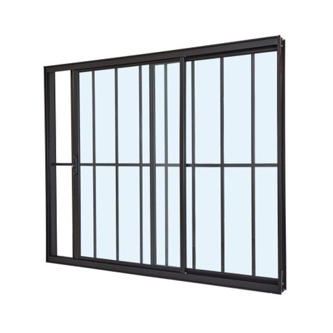 Janela de alumínio Classic 02 folhas com grade preto - 100x120