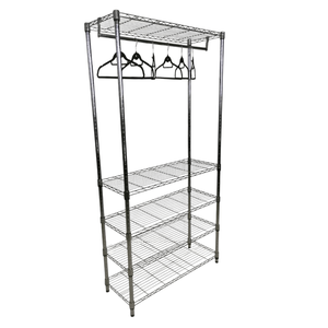 Kit Estante Cabideiro de Aço 5 Prateleiras Cromada Aramada 1210largx457x1920alt