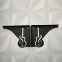 Ver imagem 6 de Par Mãos Francesas Pretas Decorativas 20cm Violão em Aço Zarg para Prateleira