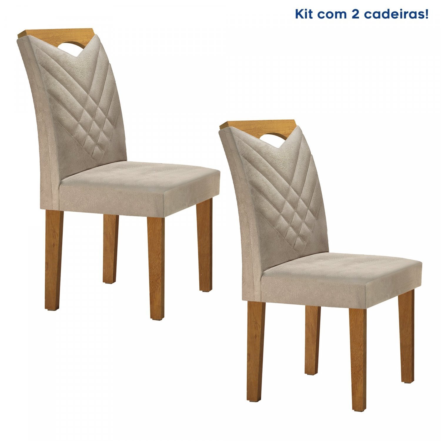 Kit 2 Cadeiras Estofadas Texas Espresso Móveis - 1