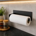 Ver imagem 4 de Suporte Porta Papel Toalha de Parede Preto Fosco Fita Dupla Face para Cozinha Área Gourmet
