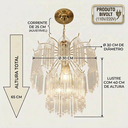 Ver imagem 2 de Lustre de Vidro para Sala/Quarto Base Dourado