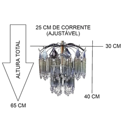 Lustre De Vidro Para Sala/quarto Base Dourado - 6