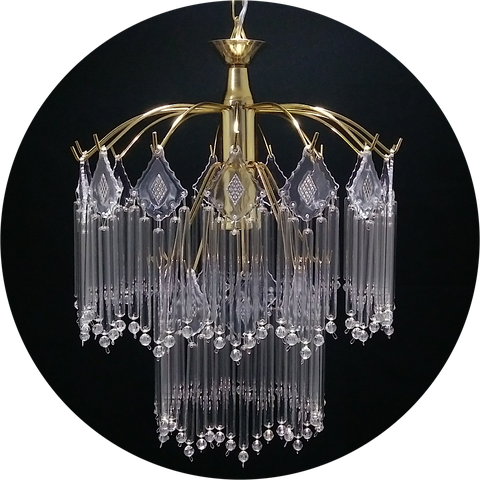 Lustre De Vidro Para Sala/quarto Base Dourado