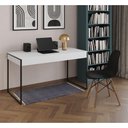 Ver imagem 1 de Mesa De Escritório Industrial Branca 137X53Cm Base Ferro Preto Com 1 Cadeira Pretae