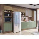 Ver imagem 1 de Armário de Cozinha Modulada Completa Reta 9 Peças 4,00m Botanic Kappesberg - Nogueira/verde Oliva