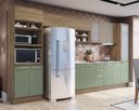 Ver imagem 1 de Armário de Cozinha Modulada Completa Reta 9 Peças 4,00m Botanic Kappesberg - Nogueira/verde Oliva