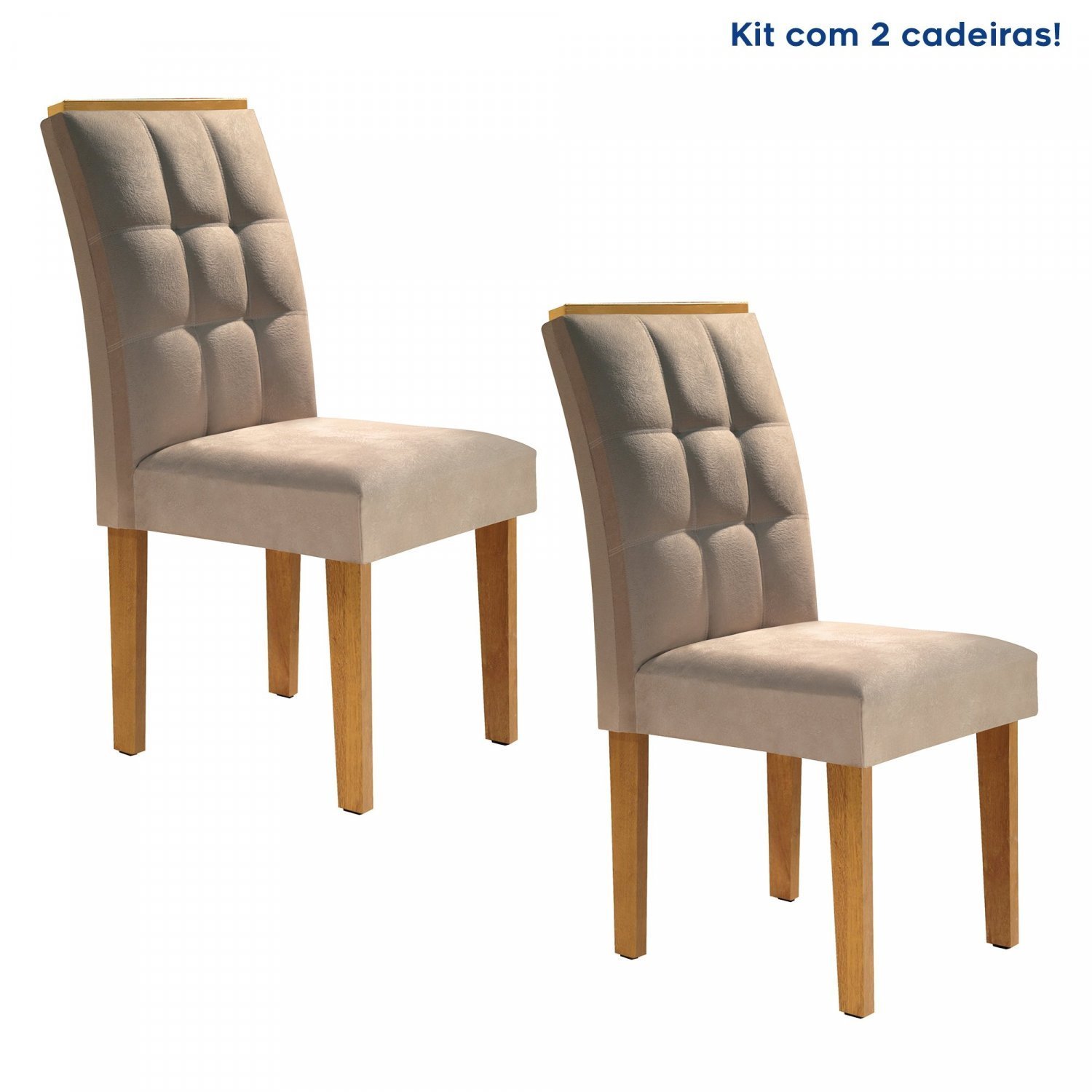 Kit 2 Cadeiras Estofadas Madri Espresso Móveis em Suede Marrom 98 cm x 44 cm x 56 cm