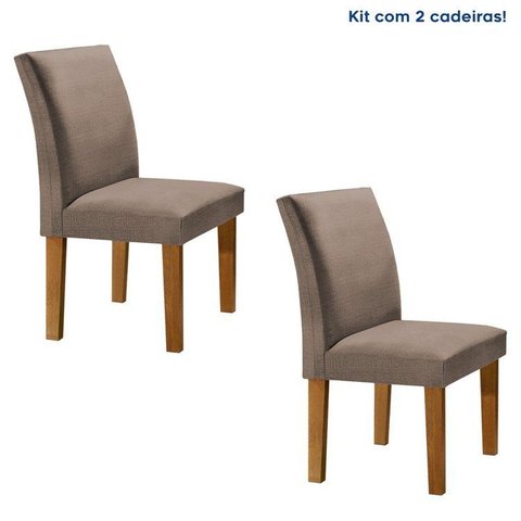 Kit 2 Cadeiras de Jantar Estofadas Veludo Espanha Espresso Móveis Marrom Cinamomo/Veludo Bege Escuro