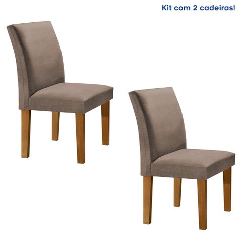 Kit 2 Cadeiras de Jantar Estofadas Veludo Espanha Espresso Móveis Marrom Cinamomo/Veludo Bege Escuro