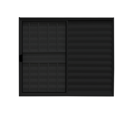 Veneziana 3 Folhas Aluminio Preto com Grade 1,20x1,50 Linha 18 Modular