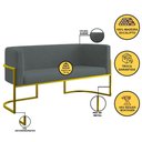 Ver imagem 6 de Sofá Namoradeira 2 Lugares Moderna Base Metal Gold Balaqui Cinza