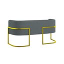 Ver imagem 3 de Sofá Namoradeira 2 Lugares Moderna Base Metal Gold Balaqui Cinza